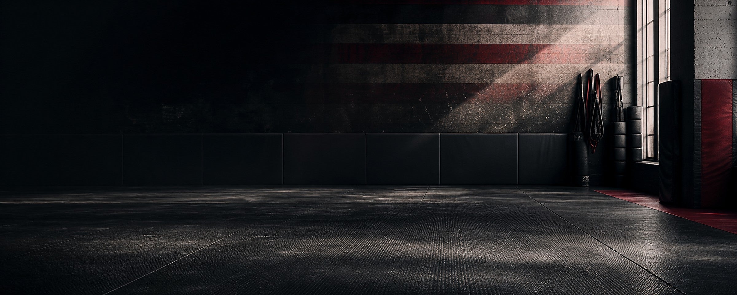 Yantos Industries jiu jitsu mat room with subtle American flag texture
